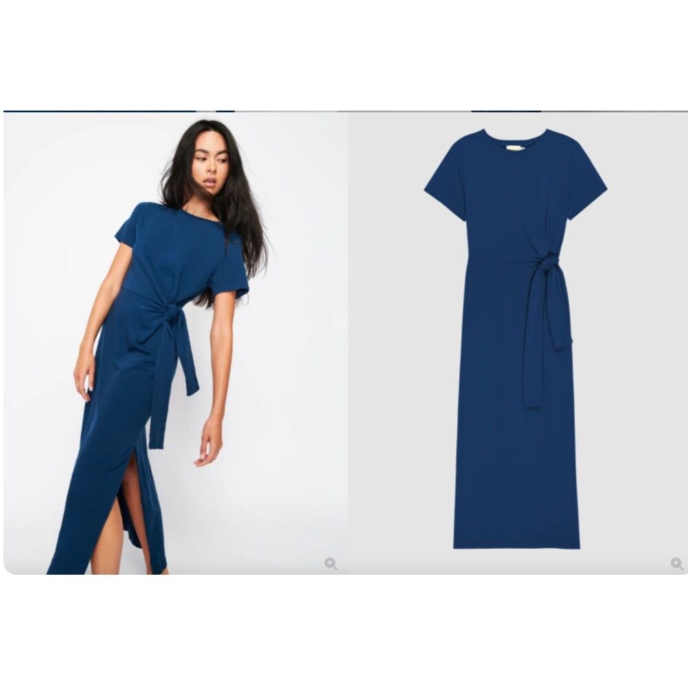 SZ XL Nation LTD Los Angeles Tie Knot 'Lavi' Midi T-Shirt Dress Deep Space Blue